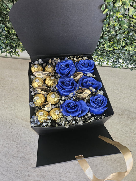 Chocolate & Blue Roses Box
